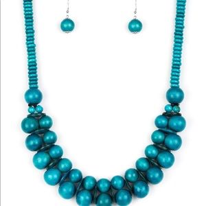Caribbean blue beaded necklace